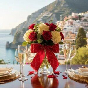 Red Velvet Diamond Embroidery Pattern Ribbon 2.5" Christmas Tree Wreath Accent